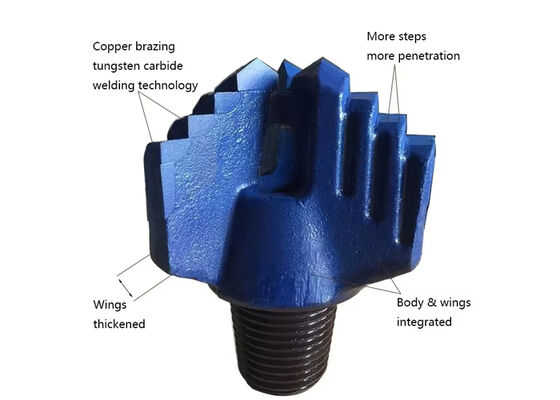 Drag-Bohrer, 3-Blatt-Flügel-Stufen-Gesichtskarbid für Bergbau, Steinbruch-Gesteinsbohren, Drag-Rock-Bohrer-Blatt-Bit